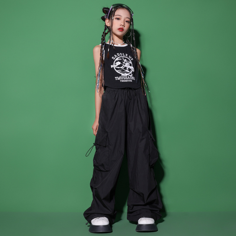 女童爵士舞服裝帥氣日系街舞演出服套裝少兒嘻哈hiphop走秀舞台潮