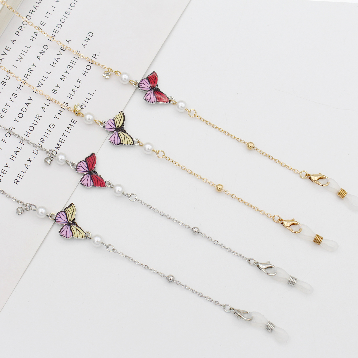 Glasses Chain Women's Neck Butterfly Glasses Rope New Presbyopic Glasses Anti-dropping Lanyard Simple Sunglasses Myopia Glasses Chain