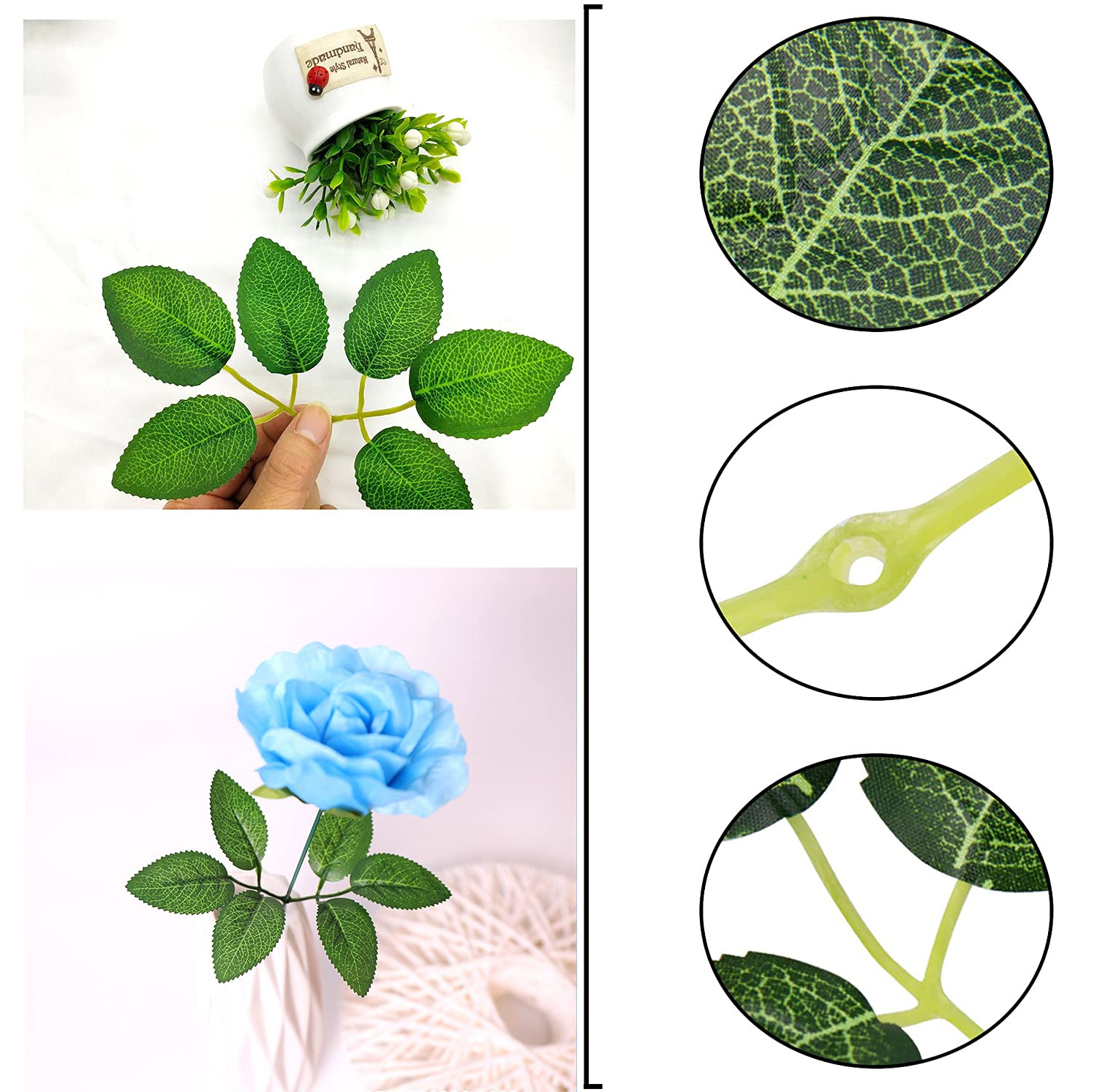 Simulation six-prong silk-screen rose leaf silk mesh flower rose flower bone-radiating leaf simulation leaf rose six-leaf cloth leaf
