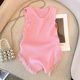 French Sweet and Spicy Style Top Set Women's Pink Tassel Knitted Small Camisole Vest + High Waist Wide Leg Casual Shorts