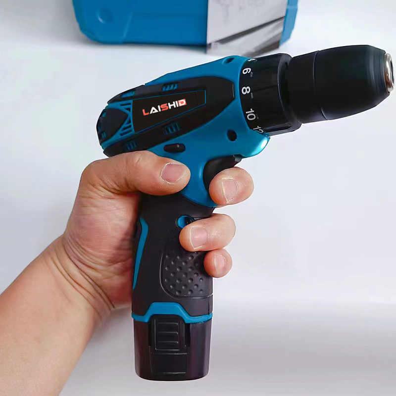 12v blue electric drill rechargeable drill lithium battery household multifunctional electric tool suit accessories screwdriver flashlight