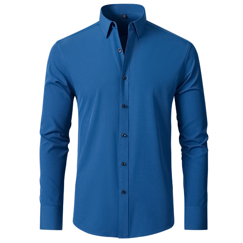 Cross-border foreign trade Korean slim-fit elastic shirt men's shirt Amazon foreign trade simple business thin shirt men