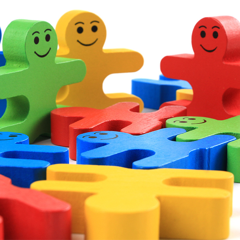 Cartoon balance small building blocks stacked high wooden 0-3 years old children's educational early teaching aids toys cross-border wholesale
