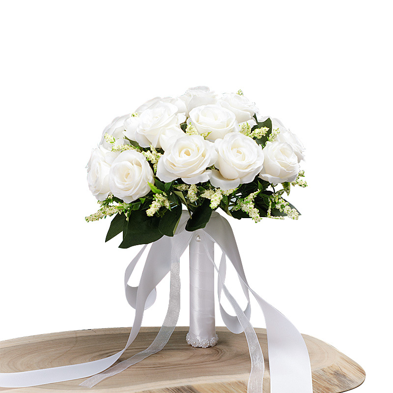 Artificial champagne rose bridal bouquet wedding bridal hands take small bunches wedding shooting bouquets