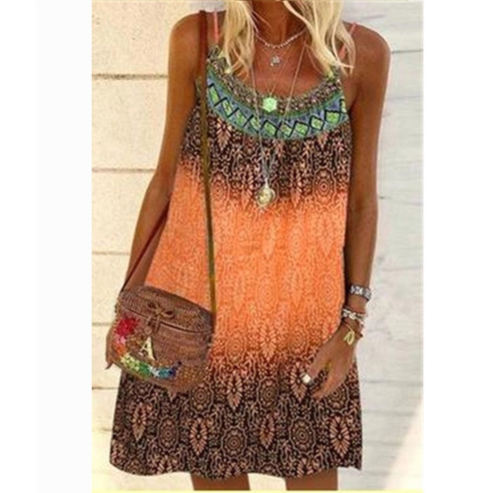 Cross-border European and American 2024 spring and summer new casual fashion personalized digital printing loose strap chiffon dress