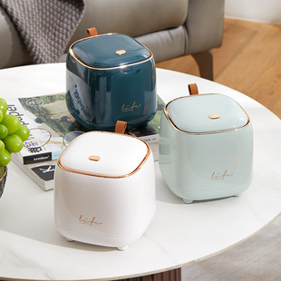 [New] Light Luxury Desktop Trash Bin with Lid Press Dormitory Office Home Dressing Table Car Trash Bin