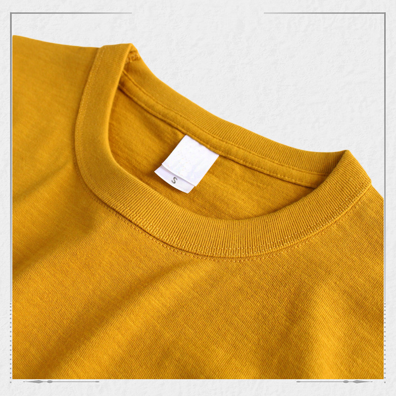 215g retro old loom Japanese slub cotton three needle rolling collar seamless tube weaving dark needle bottoming short sleeve T-shirt