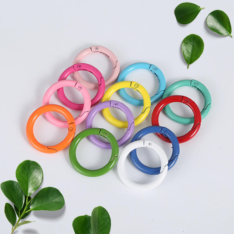 Color alloy Paint Spring buckle round opening spring ring ring buckle earphone key chain diy jewelry accessories