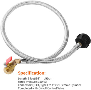 Upgrade propane filling adapter hose propane extension hose propane with Switch Control Valve package wire tube