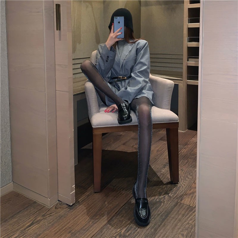 Schlankheitsstrümpfe aus Seide in Silberzwiebelfarbe, Strumpfhose aus silberner Seide, sexy Strümpfe aus heller Seide mit dünner Basis, schwarze Seidenstrümpfe für Damen_voghion.com