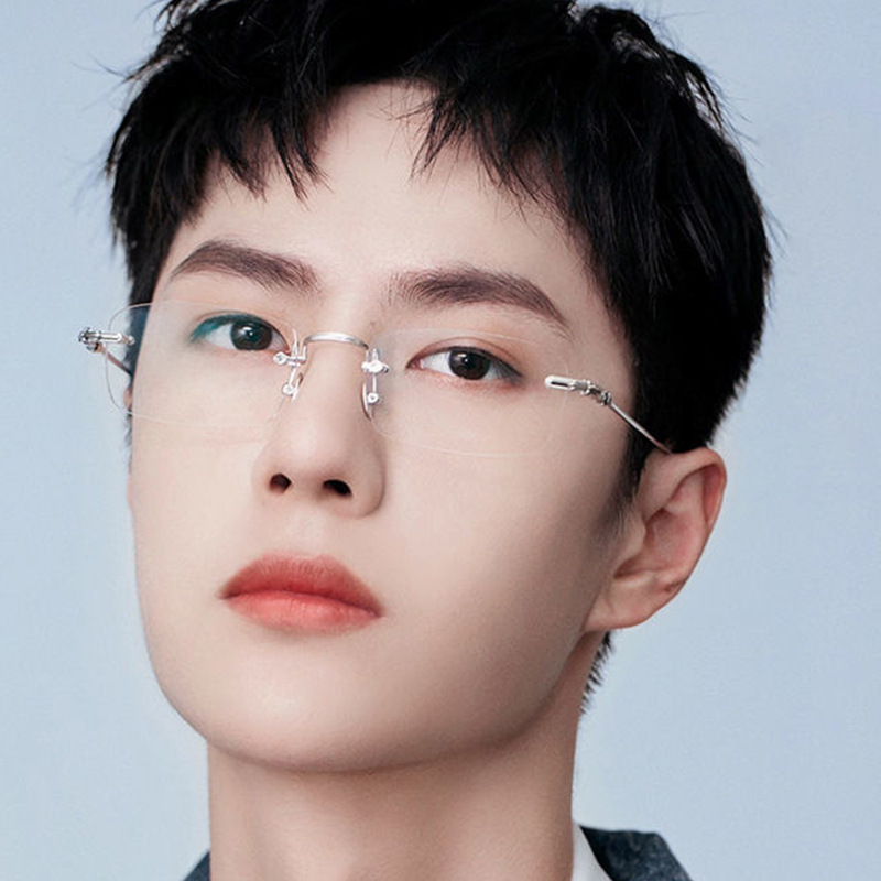 Unframed square blue light blocking reading glasses, Xiaohongshu celebrity style, pure desire style flat-top reading glasses