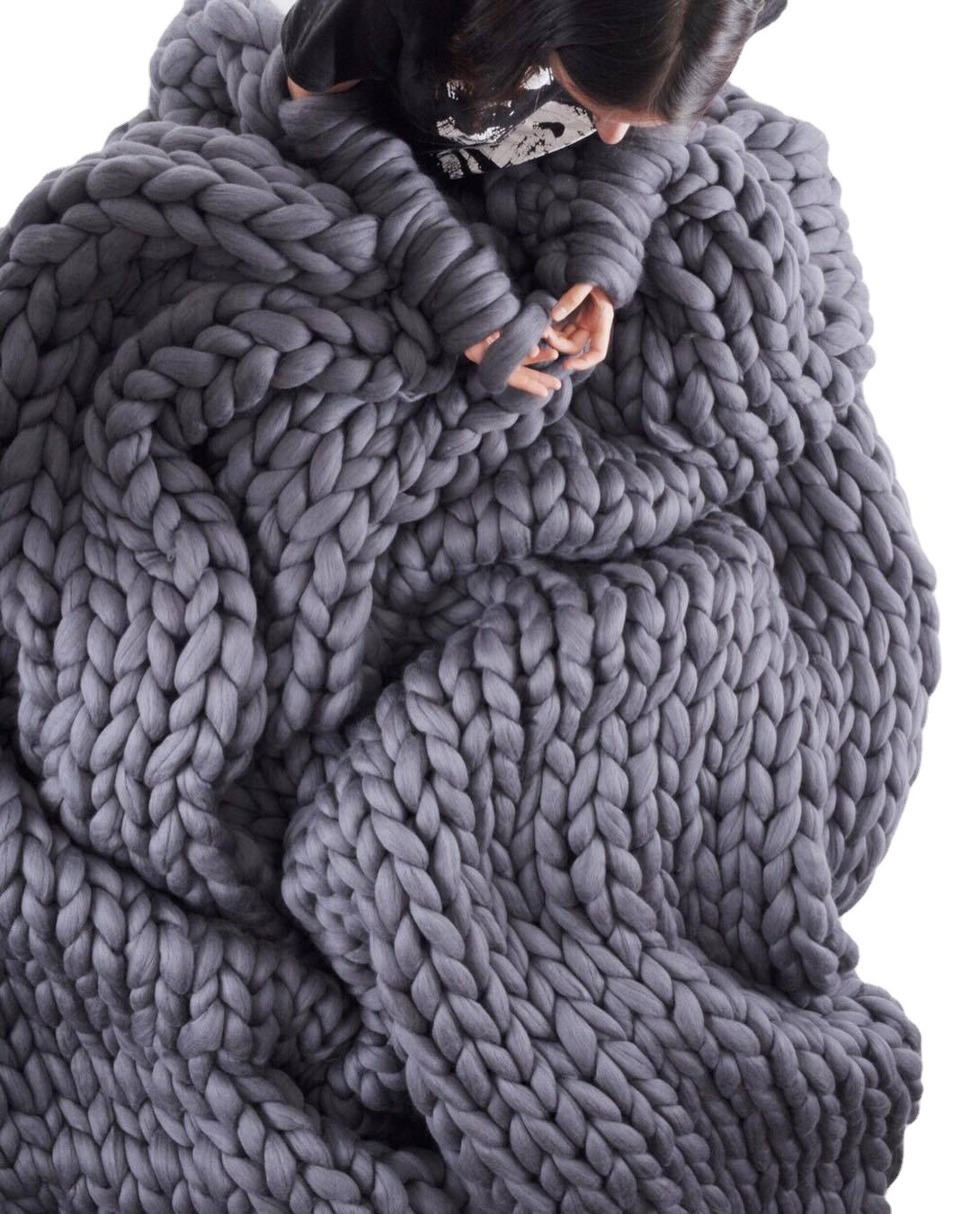 Factory direct ins shooting props sofa Iceland wool blanket Nordic thick line blanket hand-woven blanket
