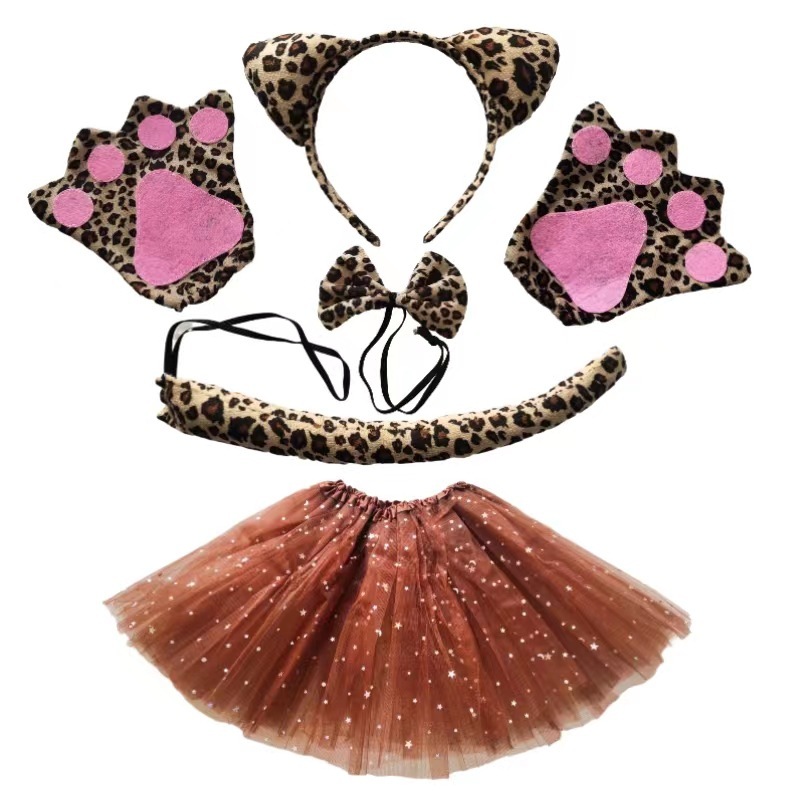 ヒョウ柄耳ヘッドバンドかわいい猫耳ハロウィーンコスプレ衣装アクセサリー大人パーティー装飾用品|undefined