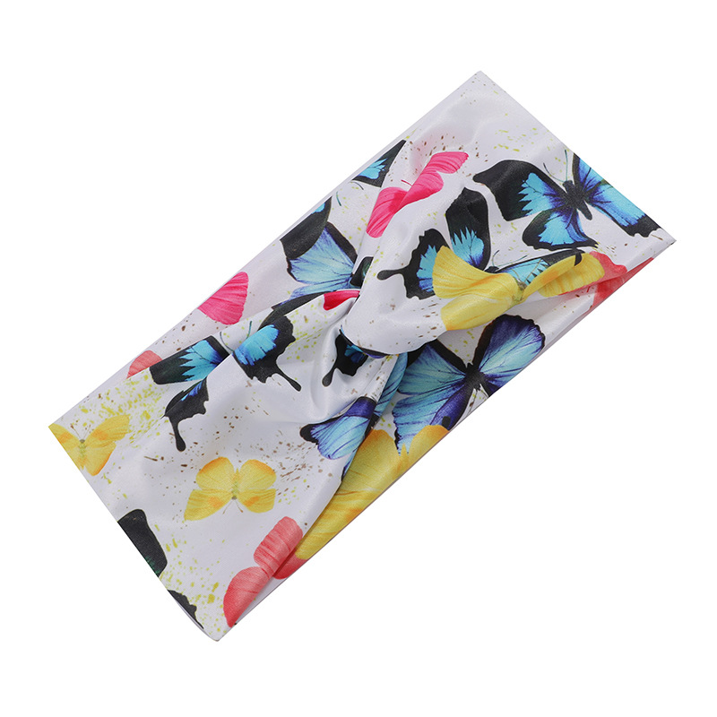 Factory wholesale European and American cross-border fashion printing wide-brimmed sweat-absorbent cross-hair band yoga fitness hair sports headband