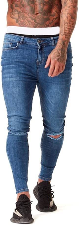 Amazon EBay wish Europe and the United States cross-border 2023 new tight-fit small-foot denim stretch ripped men's jeans