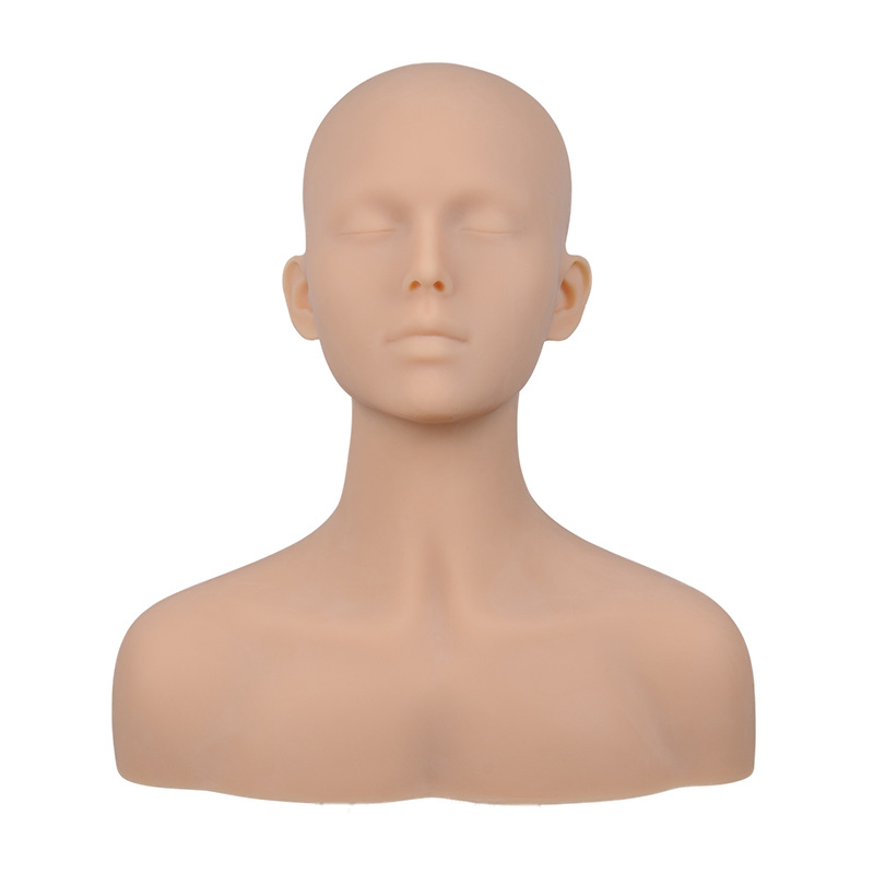 Silicone Material Double Shoulder Massage Practice Head, Simulation Soft Skin Beauty Salon Skin Management Head Model Doll