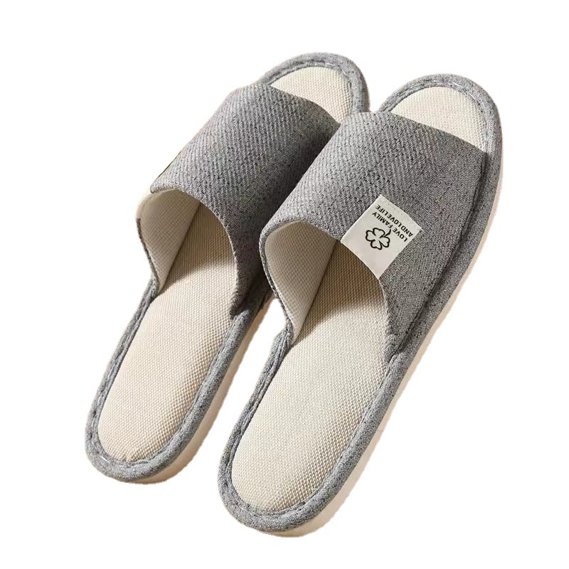 Linen Slippers Men's and Women's Indoor Non-Slip Home Four Seasons Cotton and Linen Slippers Silent Breathable Couple Fashion Slippers Trendy