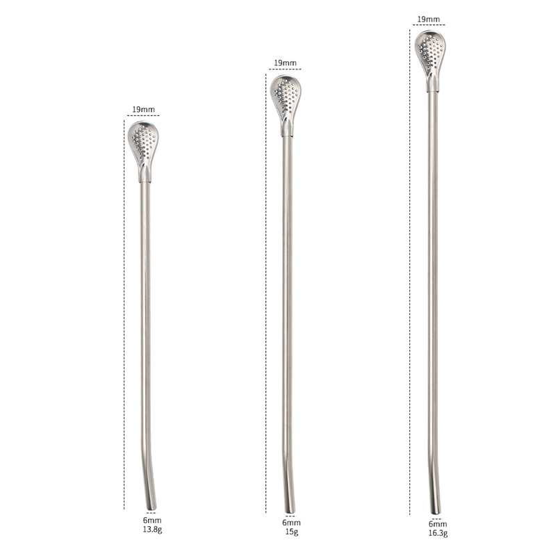 Cross-border Amazon car cup straw spoon stainless steel filter straw spoon dual-purpose mixed wine juice scented tea stirring
