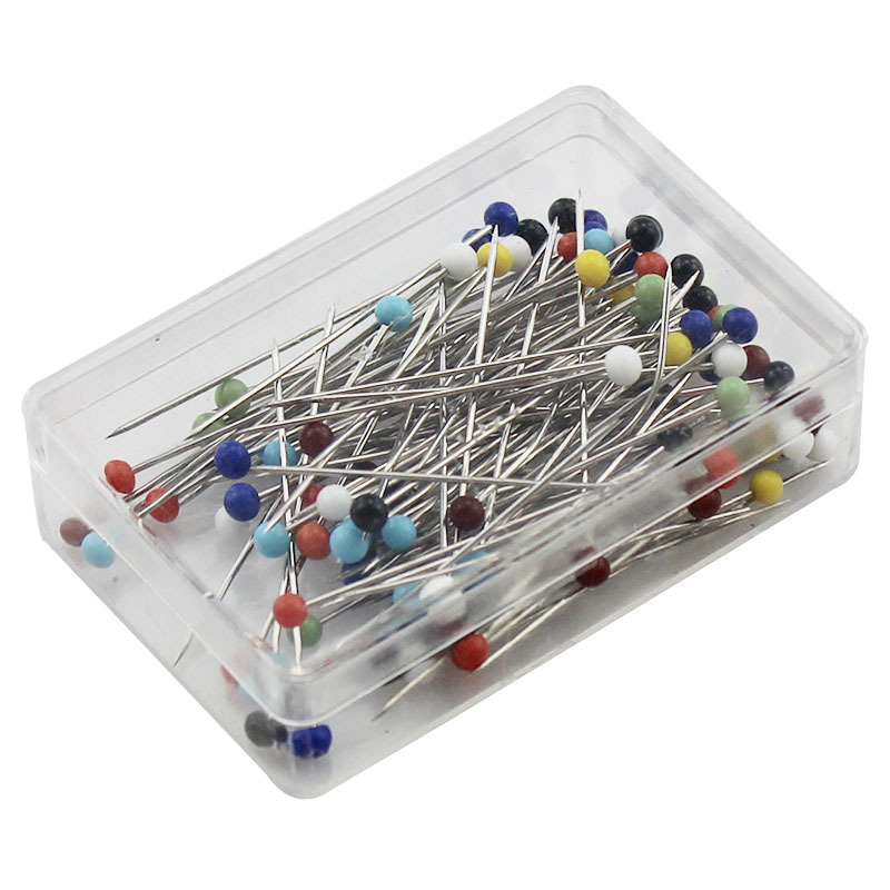 Factory wholesale 100 pieces of glass bead needle manual diy sewing patchwork fixed positioning needle color box pin