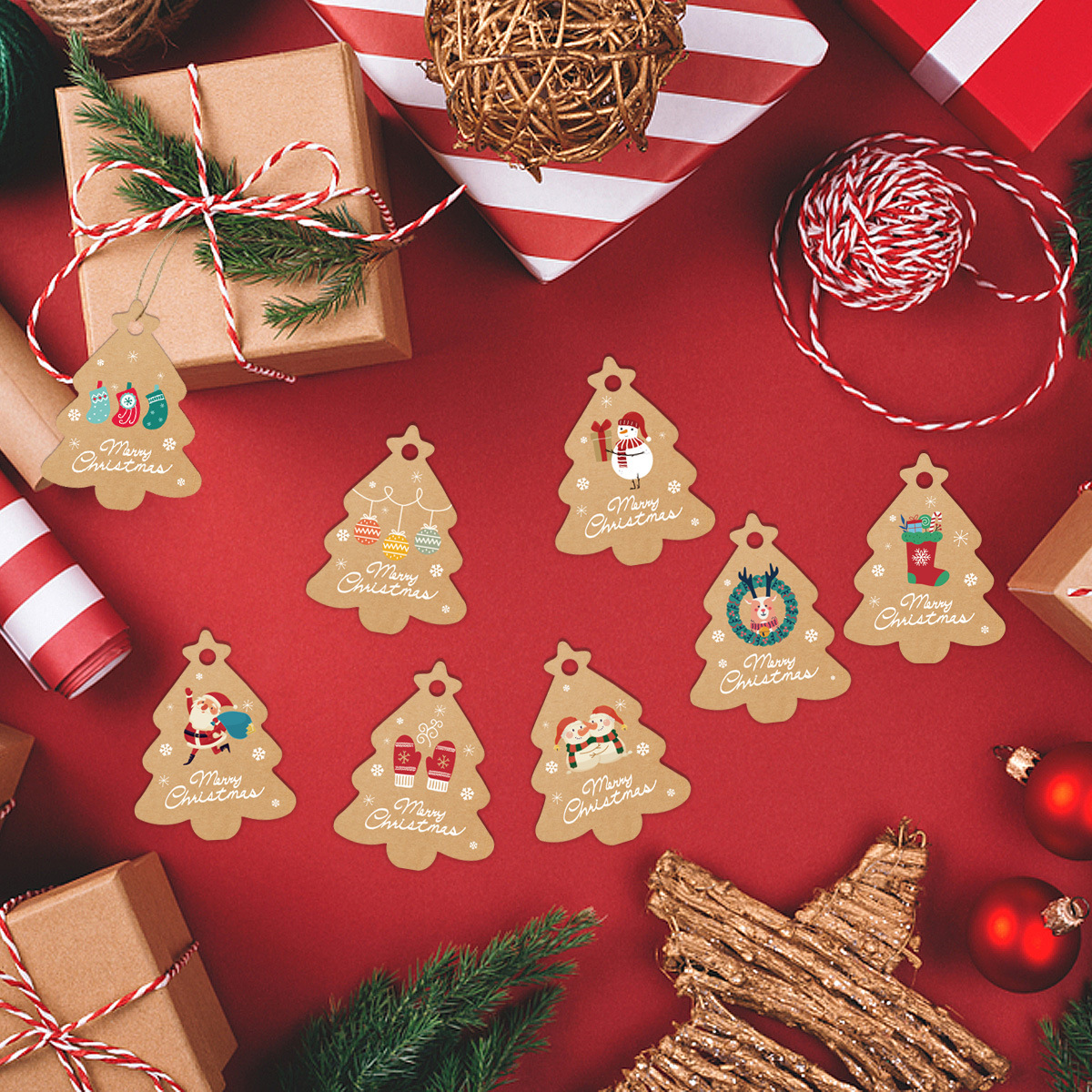 Christmas tag Kraft paper Christmas tree decoration small pendant Christmas gift decoration Santa Claus 