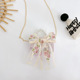 Embroidered bow horizontal pink