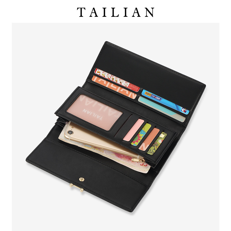 [Classic] European and American retro ladies long wallet large three fold clutch bag wallet wholesale purse