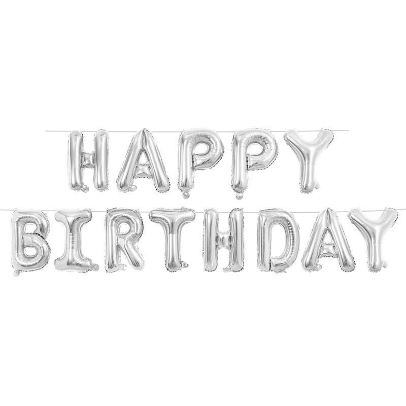 Happy Birthday Letter Set Aluminum Film Balloon US Edition Slim Body English Letter Hanging Party Aluminum Foil Balloon