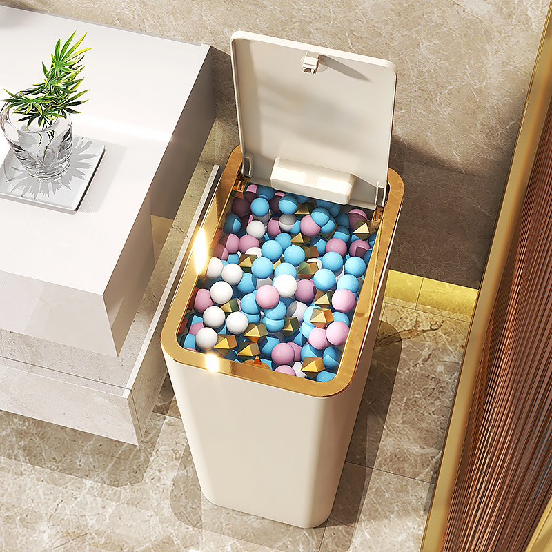 Garbage Trash Household High-end Sense High-value Lid Garbage Trash Trash Trash Trash Bin Living Room Toilet Large Kitchen Press Cover