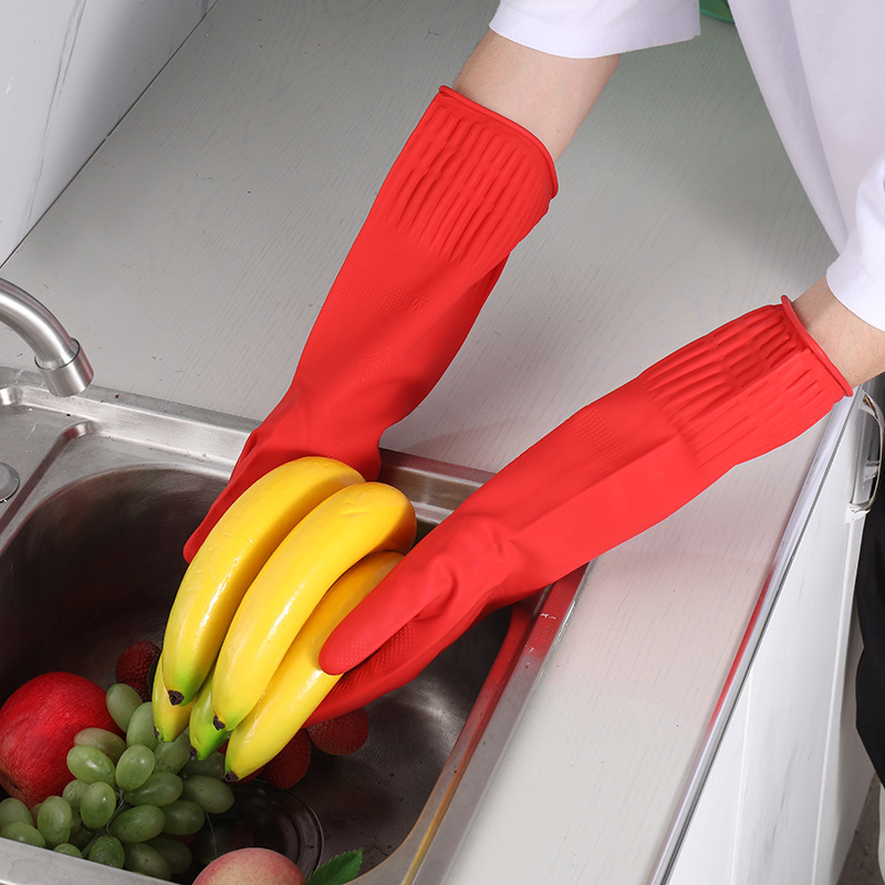 Factory supply 38cm household latex gloves kitchen cleaning latex gloves wholesale supply latex gloves