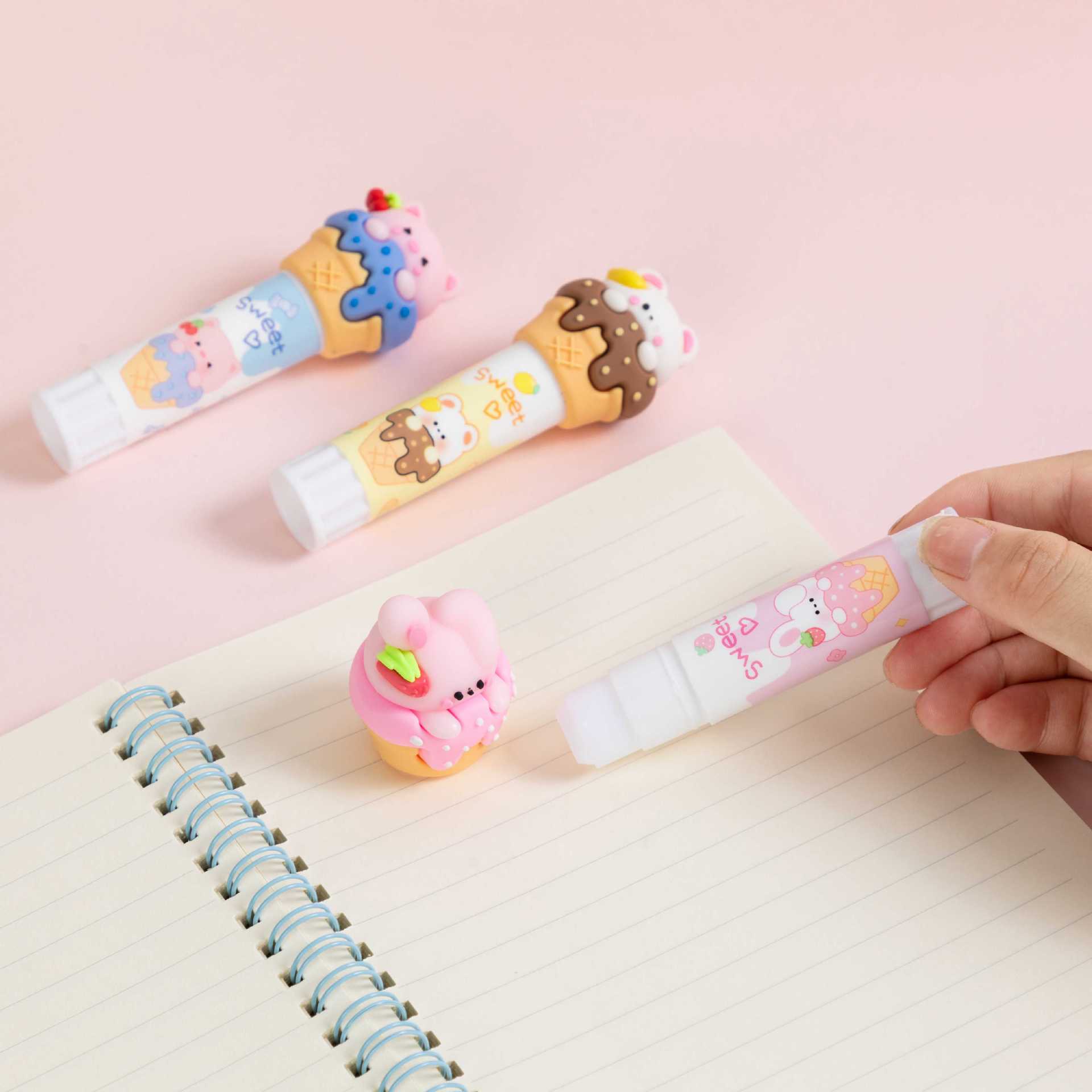 Cute ice cream creative glue stick modeling silicone head student glue stick PVA upgrade high viscosity Jane Dan Wen Chuang