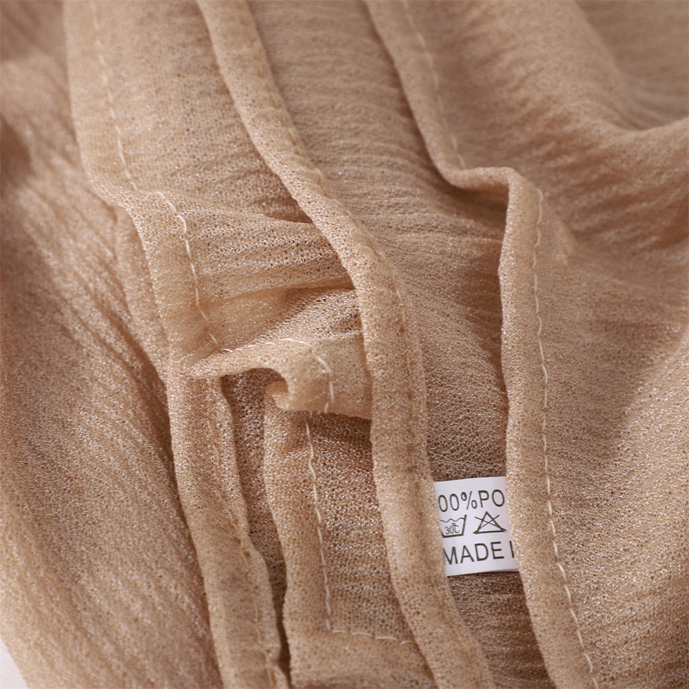 International Station New Spot Solid Color Breathable Soft Bark Pleated Micro Elastic Commuter Wind Wrinkle Turban Scarf