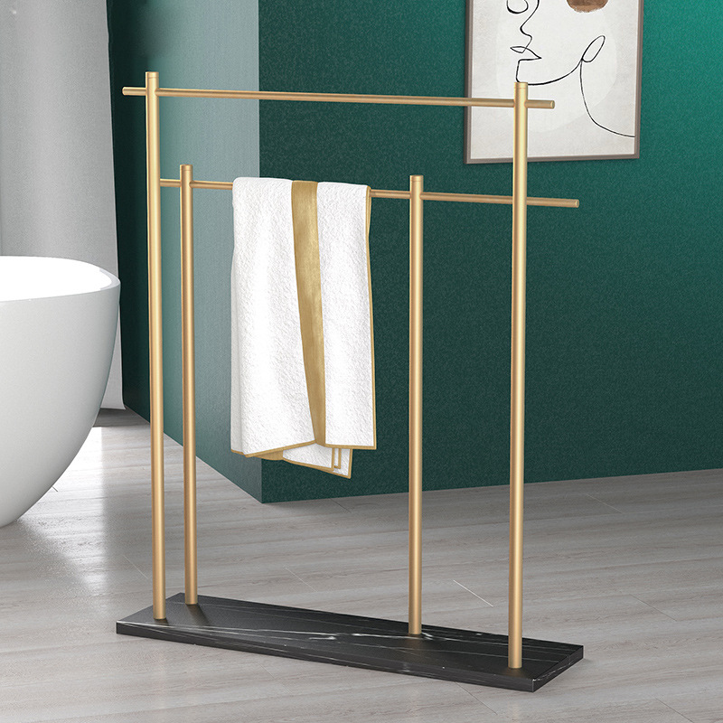 Light Luxury Marble Bath Towel Rack Toilet Floor-type Bath Side Towel Rack Movable Double-layer Bathroom Rack