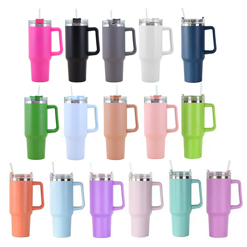 New 40oz Stainless Steel 304 Car Cup Handle Portable Insulated Tumbler Ice Cold Car Travel Mug Durable Kitchen Utensils