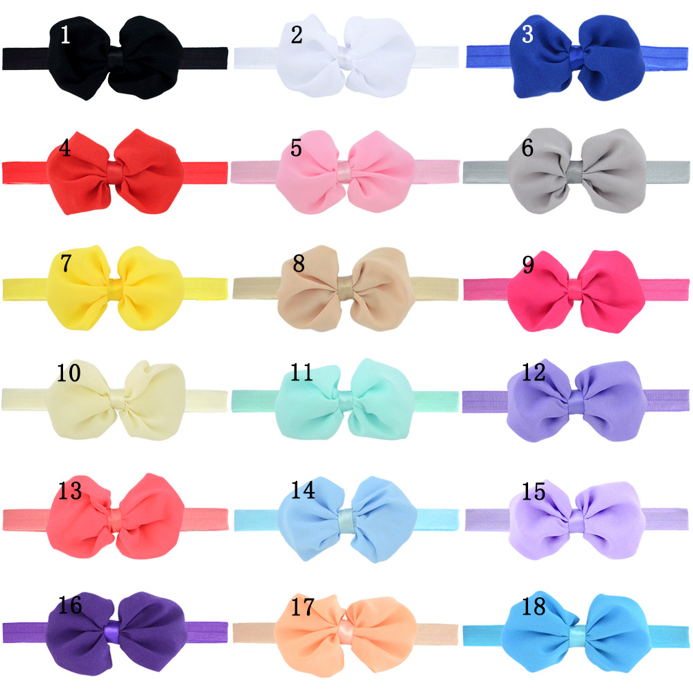 European and American Foreign trade hot selling children's headband hair accessories chiffon bow elastic hair accessories newborn baby hair band flowers