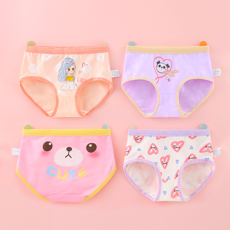 Children's Underwear Girls Cotton Triangle Little Girl Underwear Children's Female Baby Not Clip pp Cartoon Safety Pants