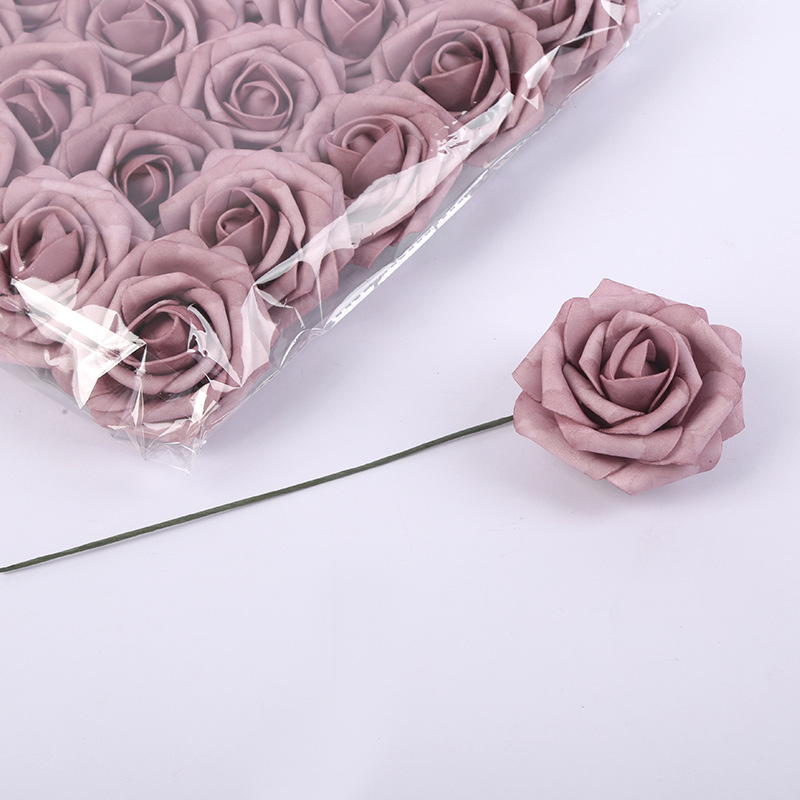 Factory supply dyed PE foam flower head height simulation gradient rose Valentine's Day arch holding flower material