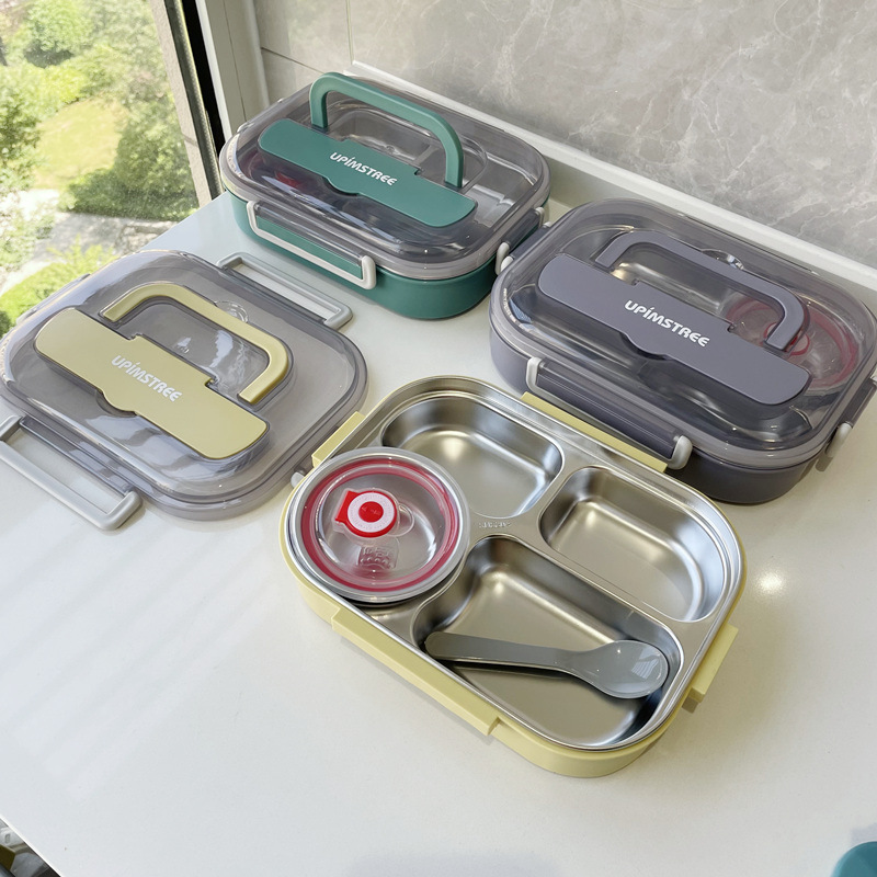 304 stainless steel large capacity lunch box insulation lunch box with soup bowl lunch box student office worker portable lunch box