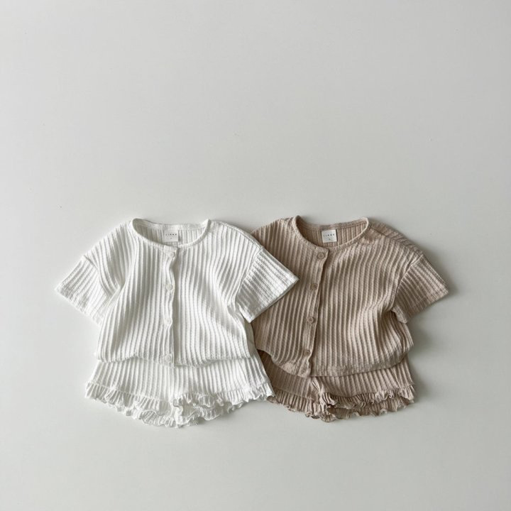South Korea ins summer children's clothing suit new men's and women's baby striped knitted short-sleeved cardigan jacket shorts two-piece set