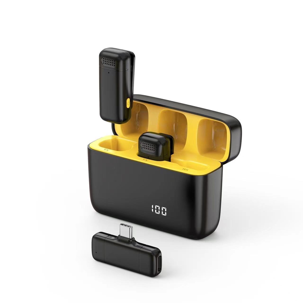 K6 wireless collar clip microphone with charging warehouse digital display yellow core one drag two wireless microphone recording cross-border explosions