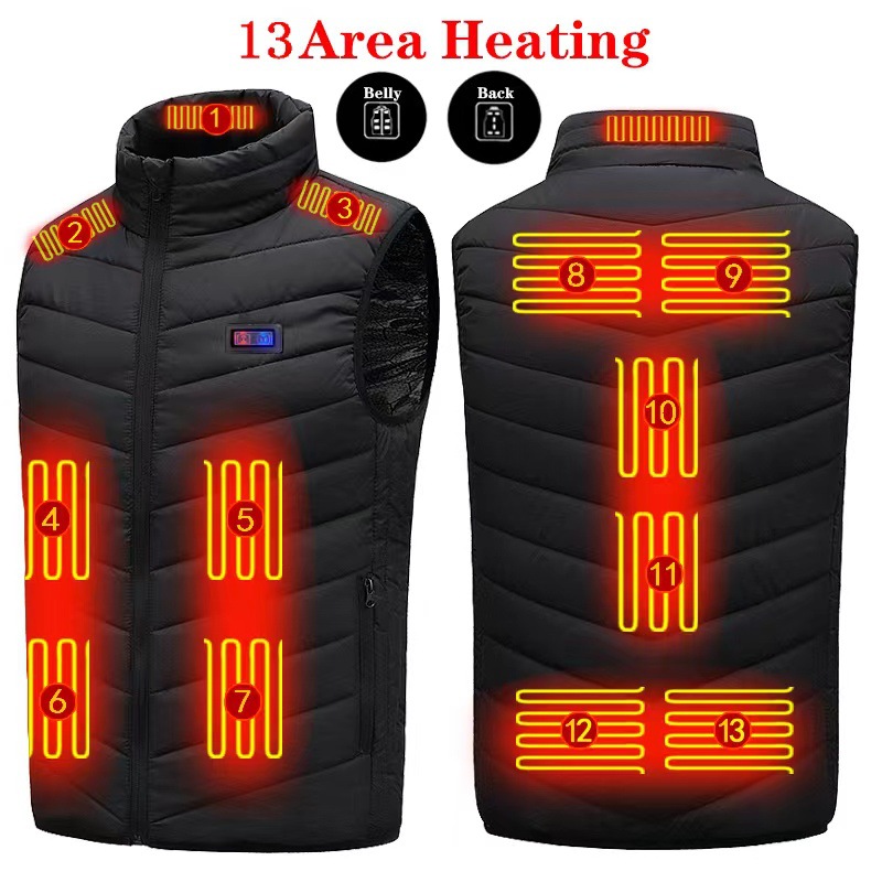 Area 13 Intelligent Heating Vest Male USB Rechargeable Heating Vest Area 13 Area 9 Area 4 Electric Heating Vest Cross Border