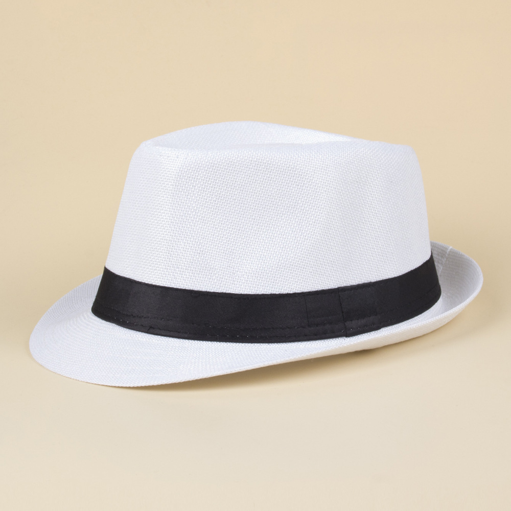 Spring and Summer Breathable Top Hat Woven Sunscreen Hat Japanese and Korean Temperament Large Brim Sun Hat Men's Jazz Hat Curled Sun Hat