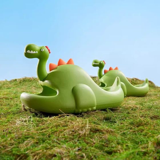 Thick Bottom Snake Neck Dinosaur Parent-Child Slippers Women's Long Neck Dragon Home Cartoon Children's EVA Sandals Shit Feeling Couple Men