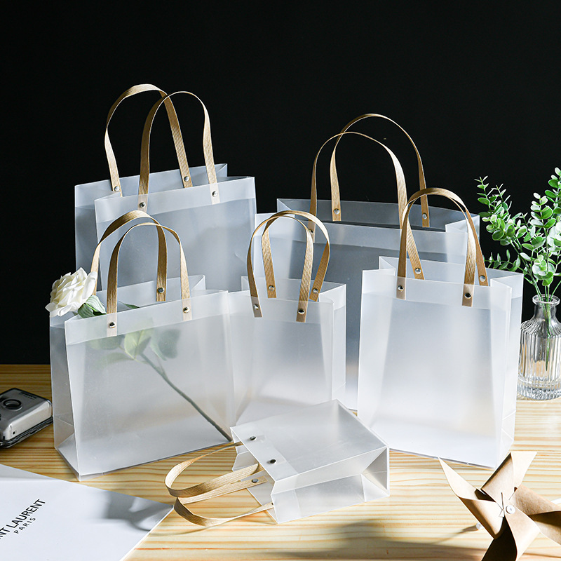 Transparent Frosted Rivet PP Bag Wedding Accompanying Gift Bag pvc Handbag Stationery Jewelry Store Packaging Shopping Bag