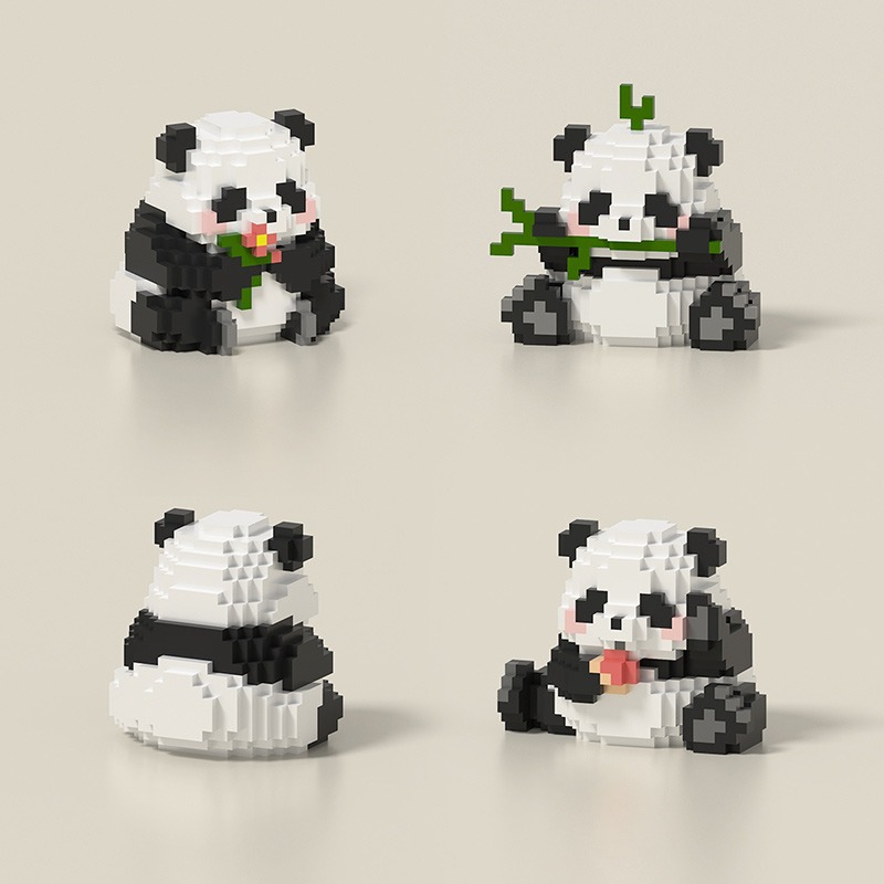 Compatible with Lego Chinese building blocks giant panda national treasure flower and fruit lai boys and girls children's ornaments gifts and stall toys
