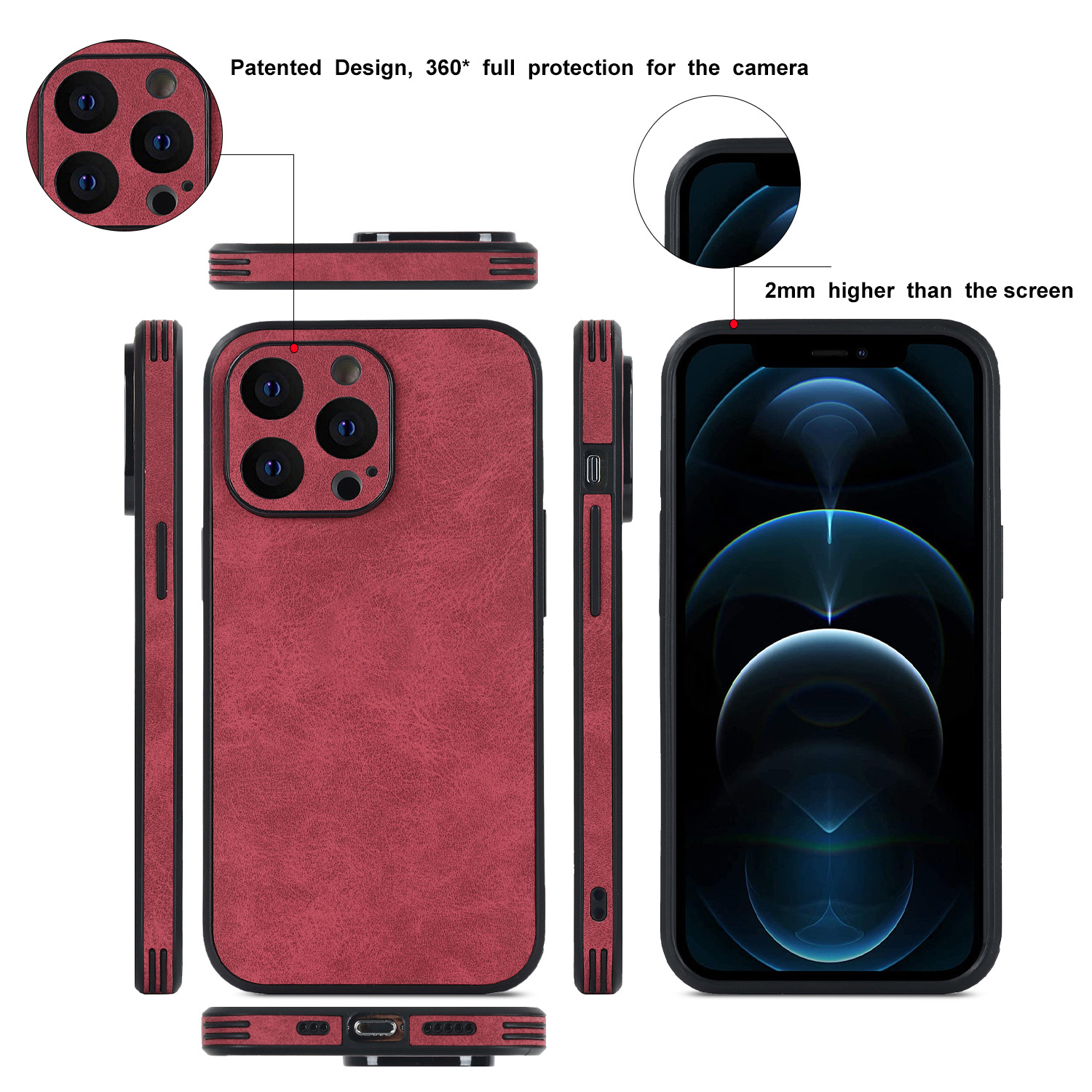 跨境適用蘋果15Promax手機殼羊巴皮革iPhone14全包邊13防摔保護套