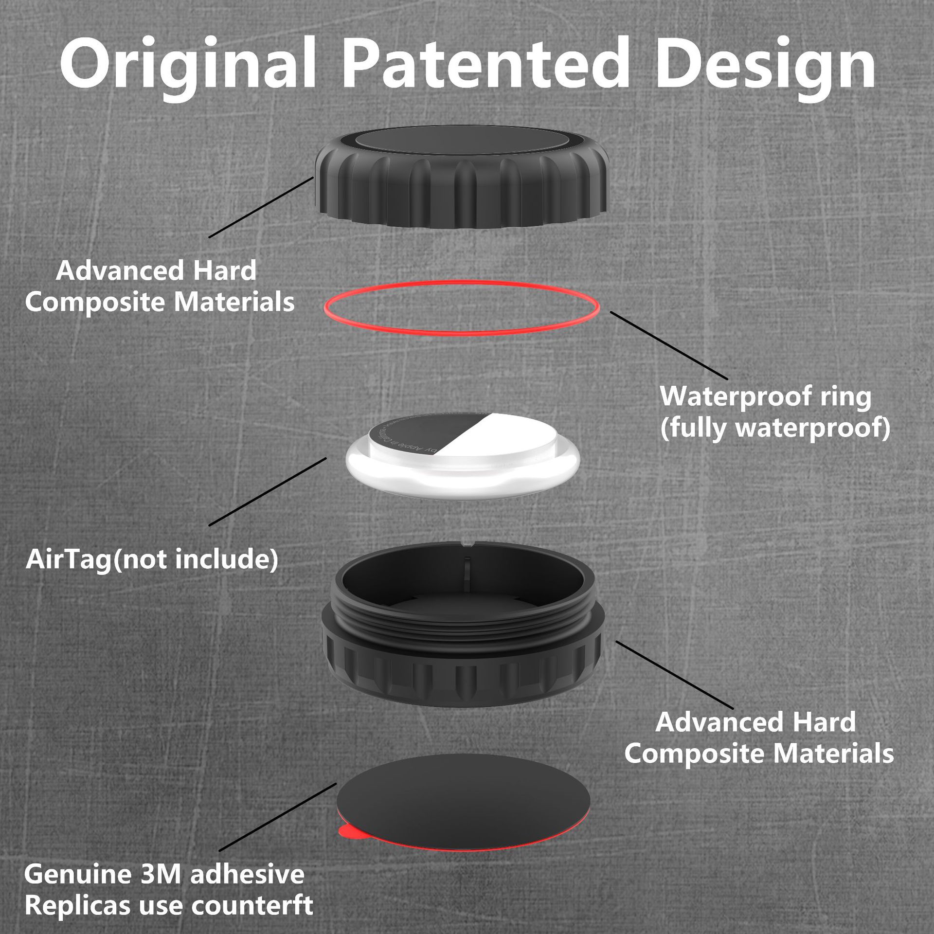 For Airtag Protective Cover Apple Positioning Anti-lost Device 3M Paste Protective Cover Tracker PC Waterproof Protective Shell