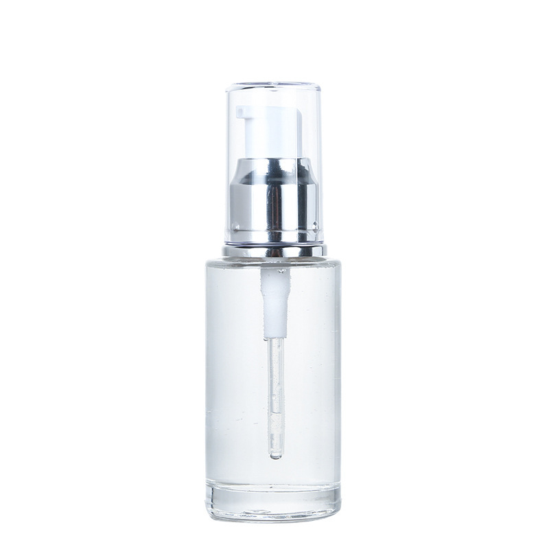 in stock Wholesale 100ml Transparent Press Bottle Glass Cosmetic Bottling 60ml Essence Spray Empty Bottle Printing