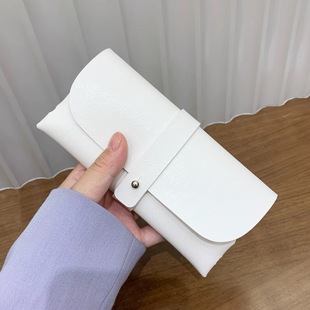 Fashion Internet Trendy Sunglasses Box Travel Portable Leather Button Soft Bag Glasses Box White Sunglasses Storage Box