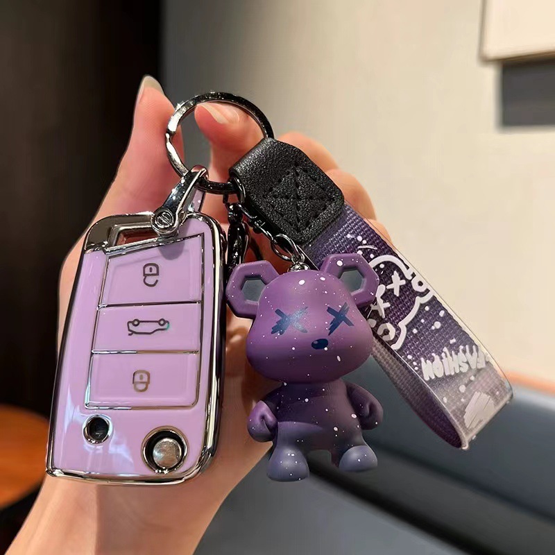 Cross-border Applicable Volkswagen New Bora Sagitar Car Key Set Tiguan Lingdu Langyi Tange Bear Lanyard Buckle Bag