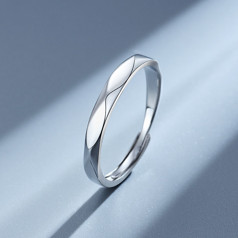 S925 Sterling Silver High-end Ring Men's 1 karat Ling-shaped Angle Simulation Diamond Sterling Silver Couple Ring